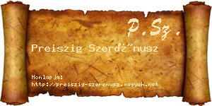 Preiszig Szerénusz névjegykártya